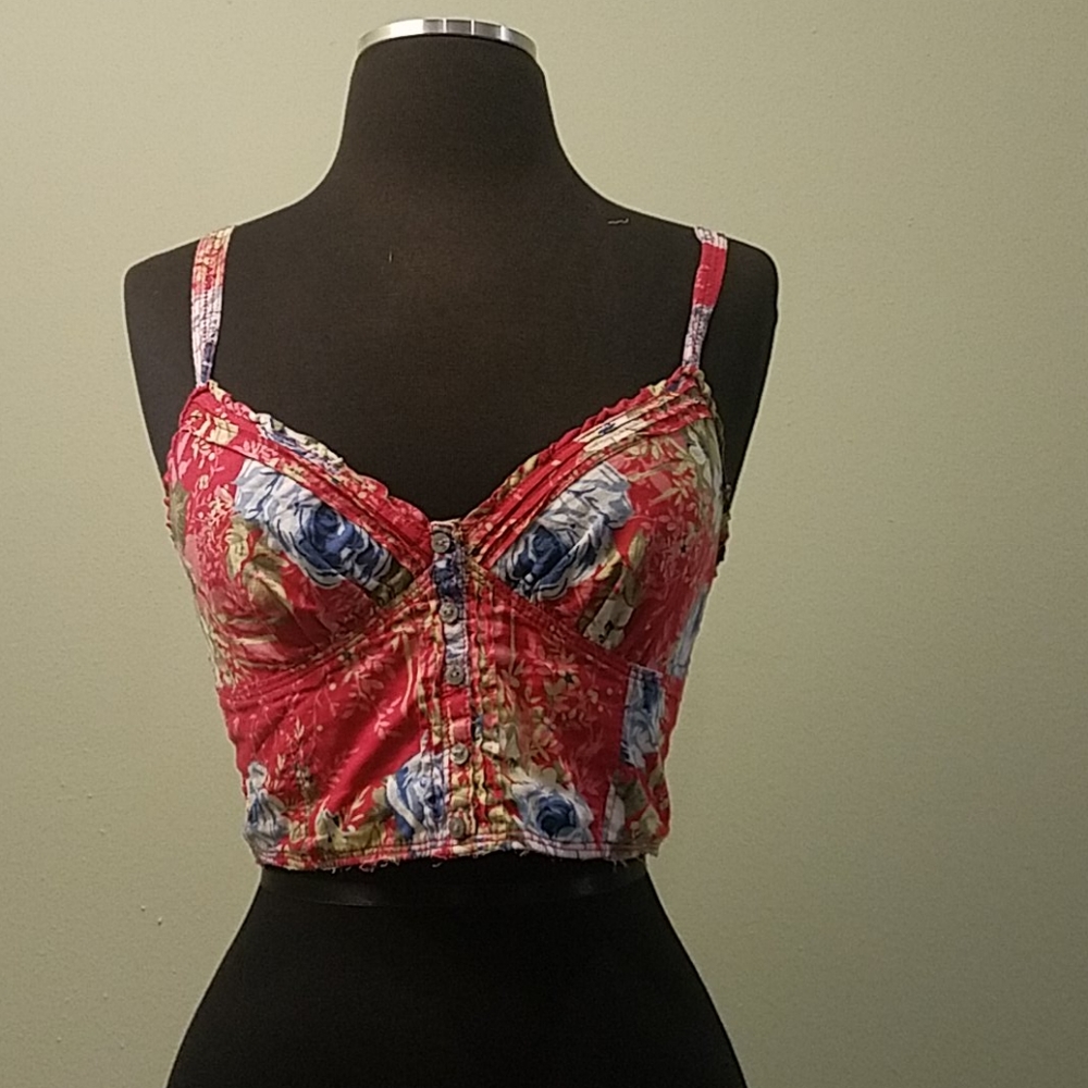 Red floral crop top